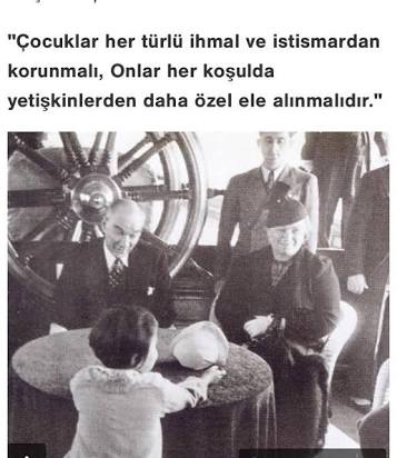Atatürk'ün çocuk istismarı ile ilgili resimli sözleri