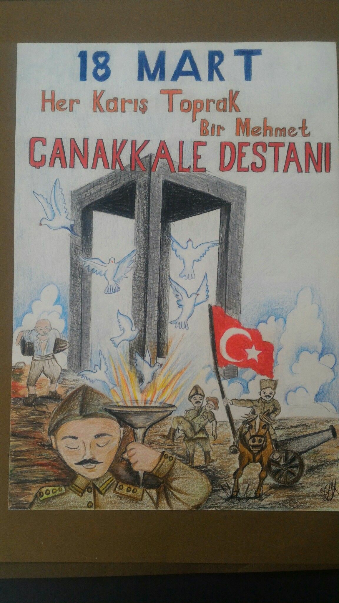 Çanakkale Savaşı anıtkabirli çizimler