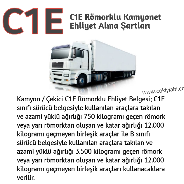 C1E Römorklu Kamyonet Ehliyeti Hangi Araçları Kullanır 2019